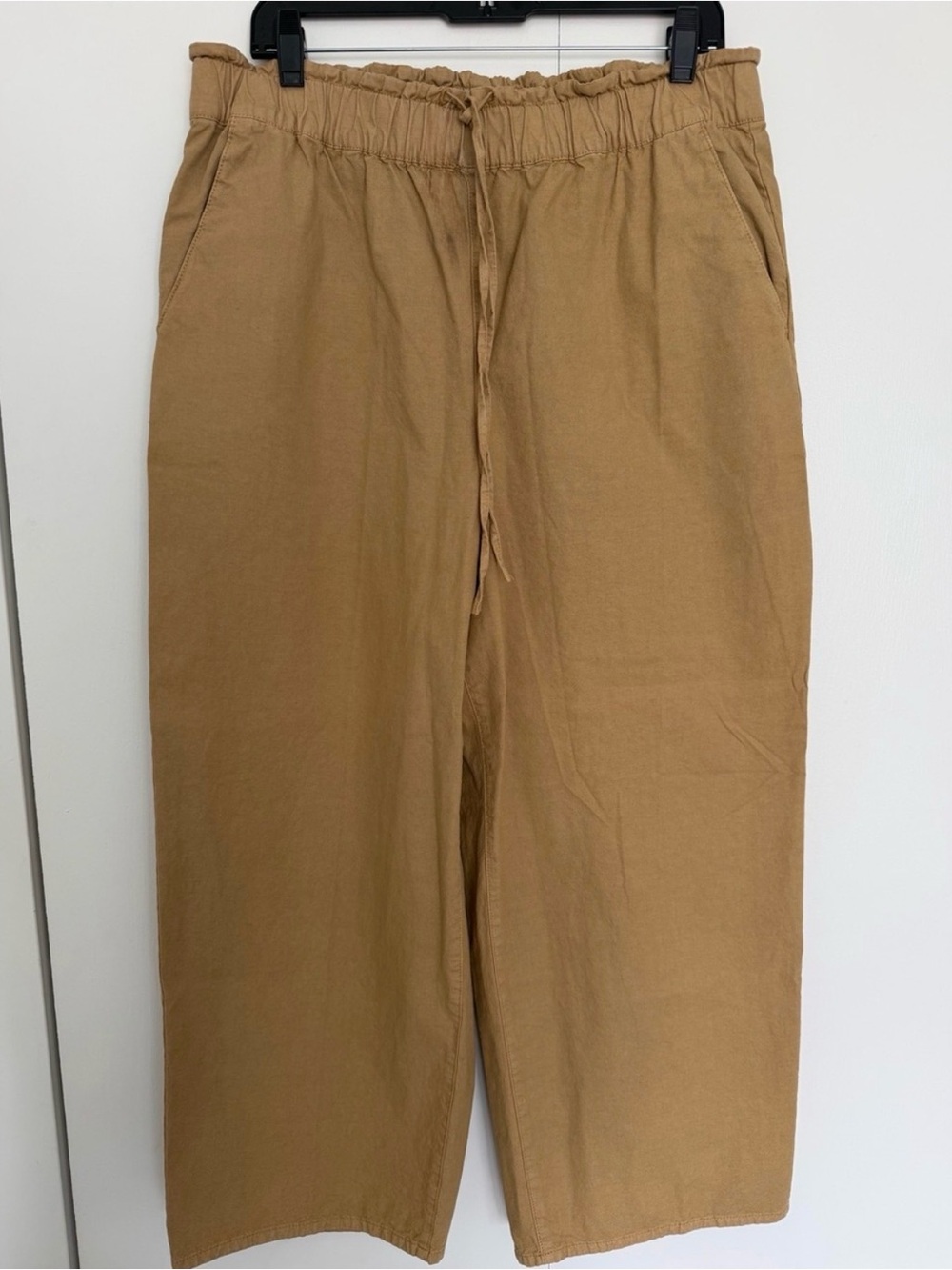J. Crew Casual Drawstring Wide-Leg Pants in Camel